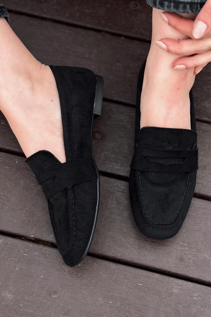 Orvino Siyah Süet Günlük Kadın Babet - ILOVESHOES