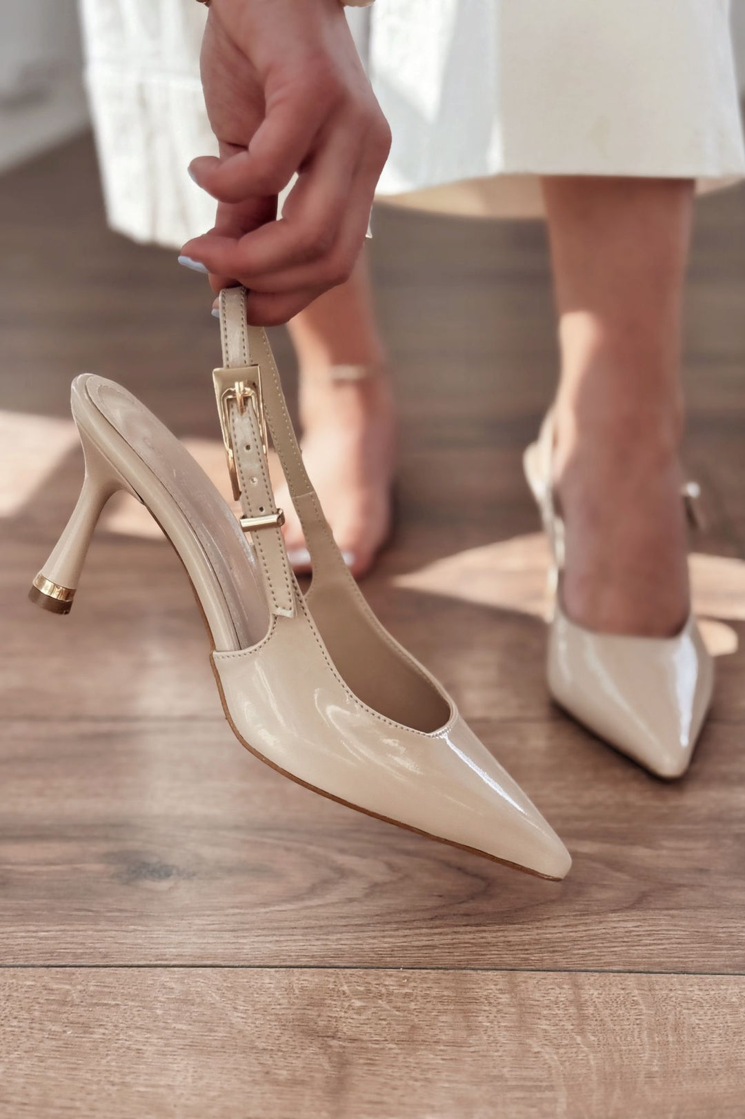 Denora Rugan Bej İnce Topuklu Kadın Ayakkabı - ILOVESHOES Türkiye