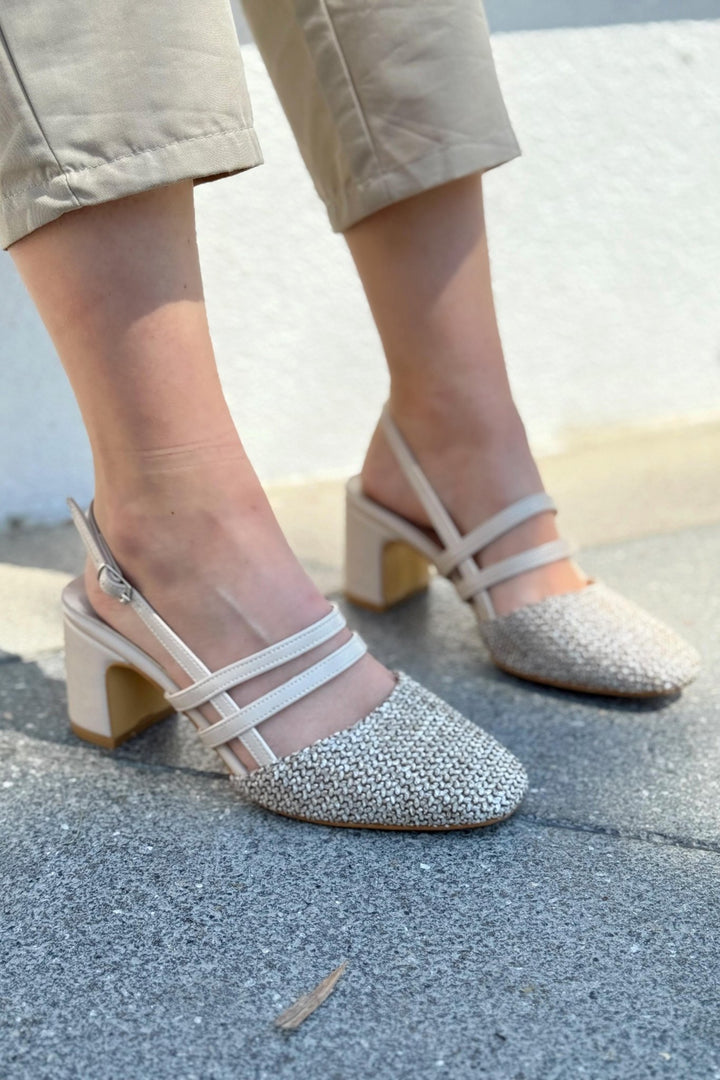 Marlo Mat Deri Bej Hasır Detaylı Mary Jane - ILOVESHOES
