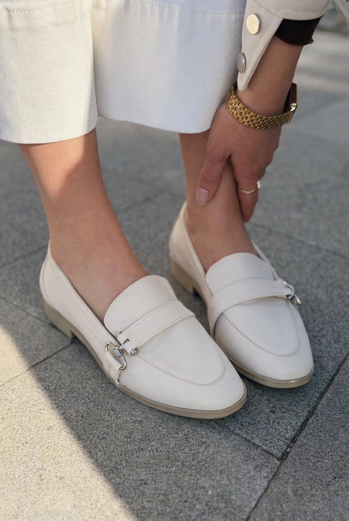 Torlax Kadın Loafer Bej Saten - ILOVESHOES