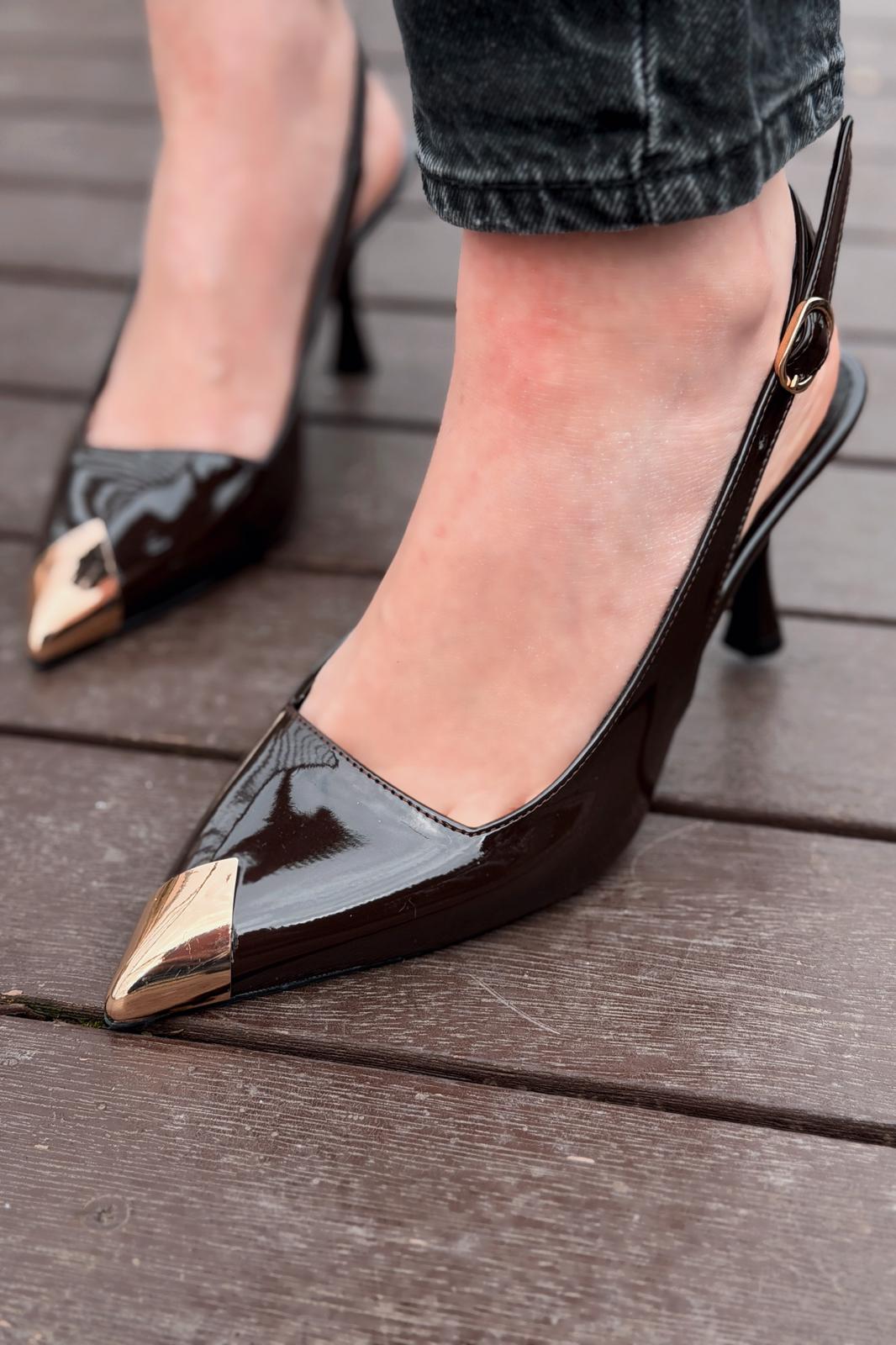 Caligo Stiletto Acıkahve Rugan - ILOVESHOES