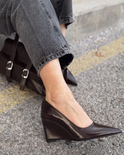 Mariel Dolgu Topuklu Stiletto Acıkahve Mat Deri - ILOVESHOES