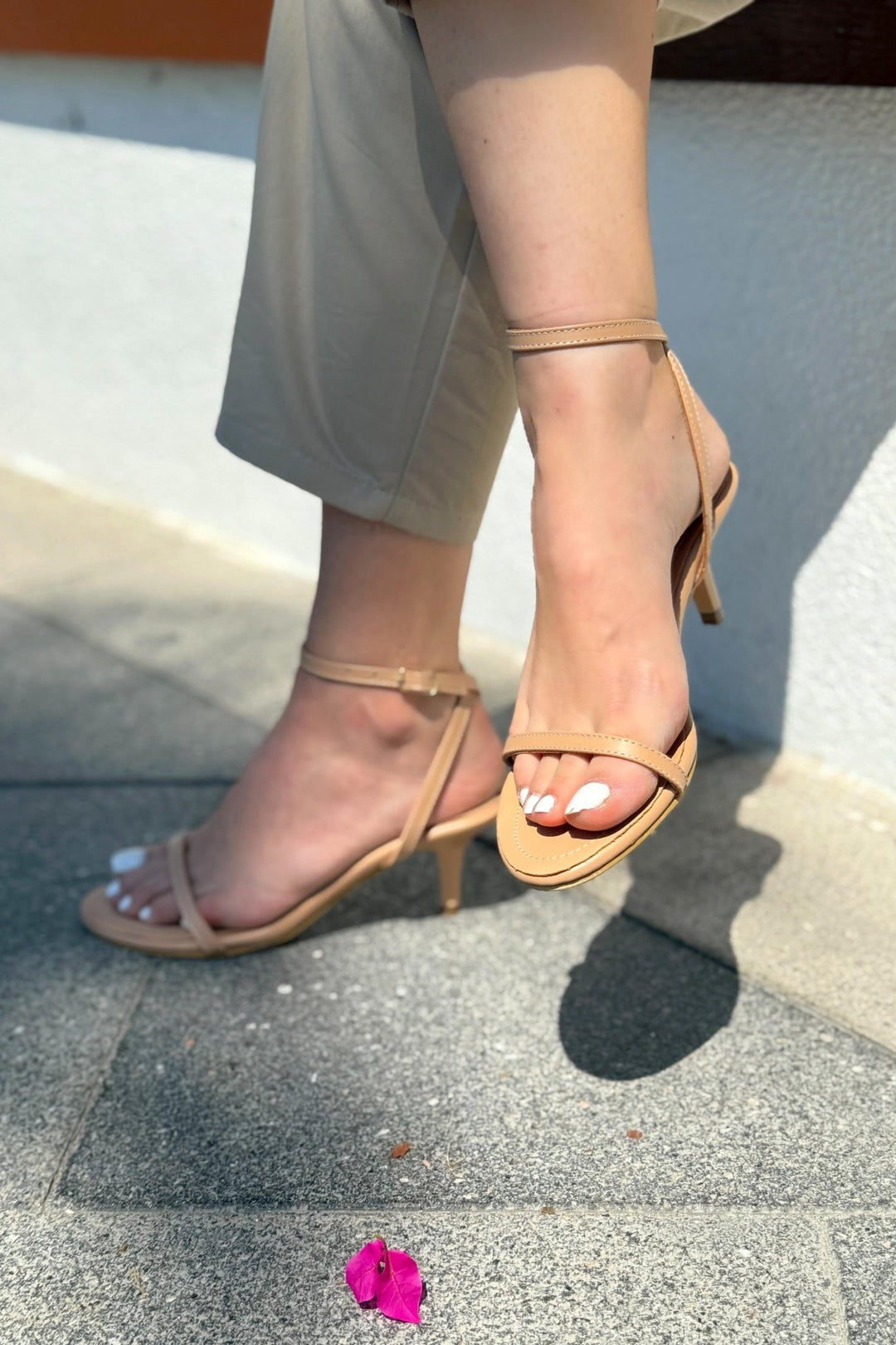 Colva Mat Deri Nude Tek Bant Topuklu Ayakkabı - ILOVESHOES