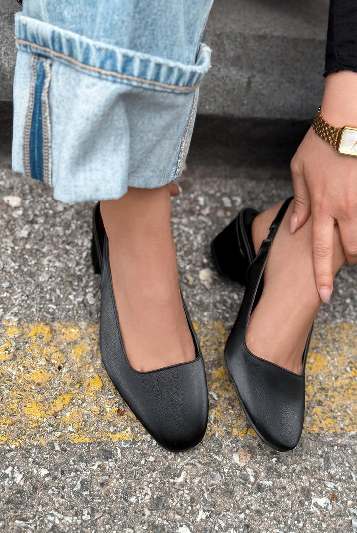 Solen Mary jane Topuklu Ayakkabı Siyah Saten - ILOVESHOES