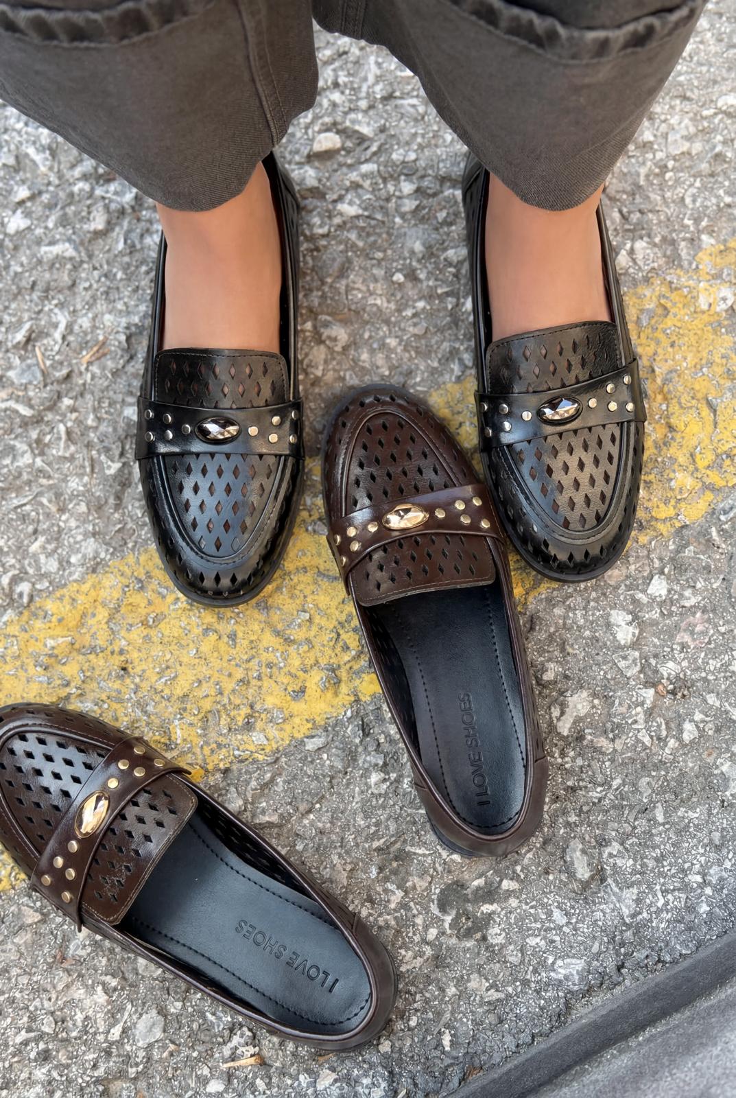 Ardion Kadın Loafer Acıkahve Mat Deri - ILOVESHOES