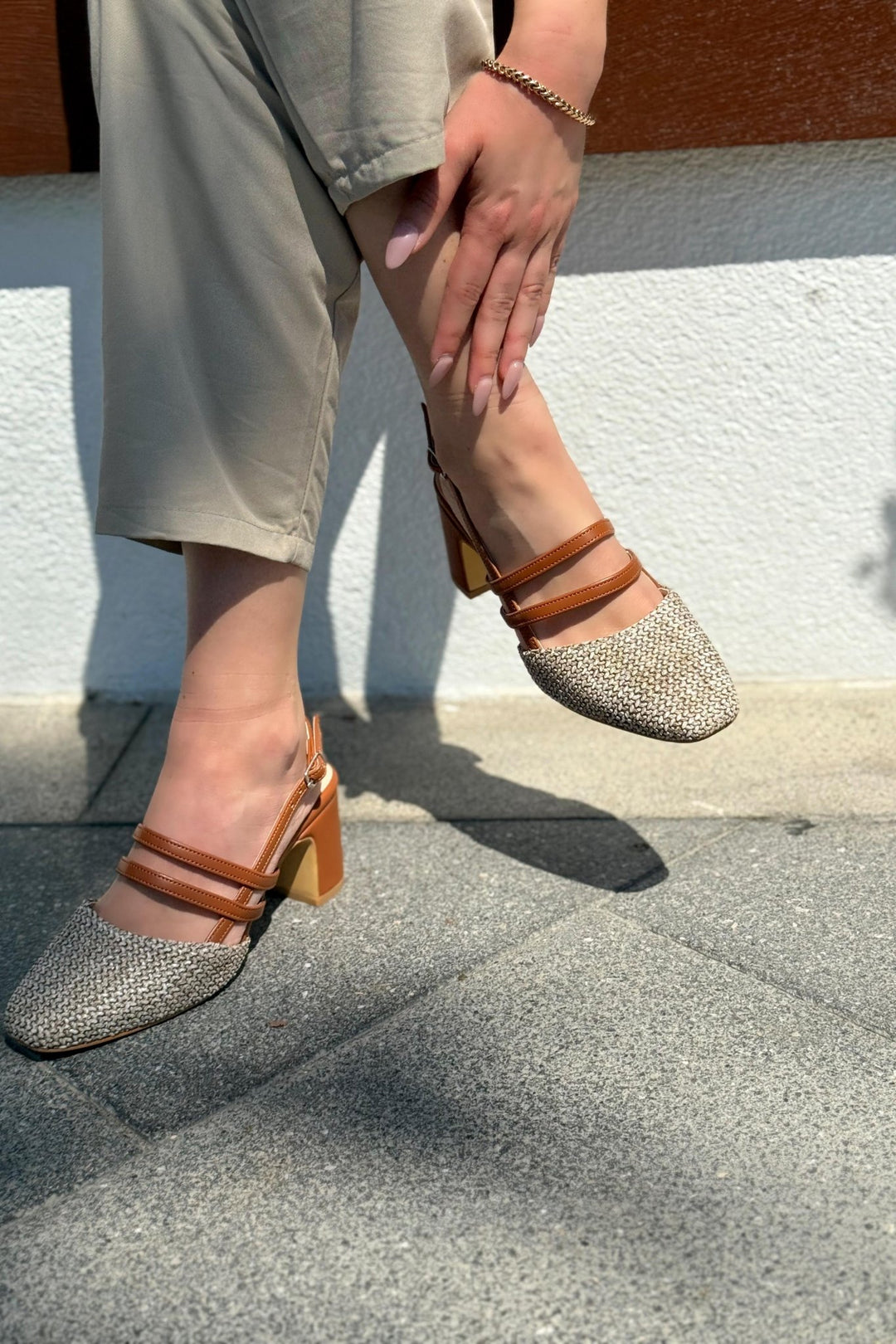 Marlo Mat Deri Taba Hasır Detaylı Mary Jane - ILOVESHOES