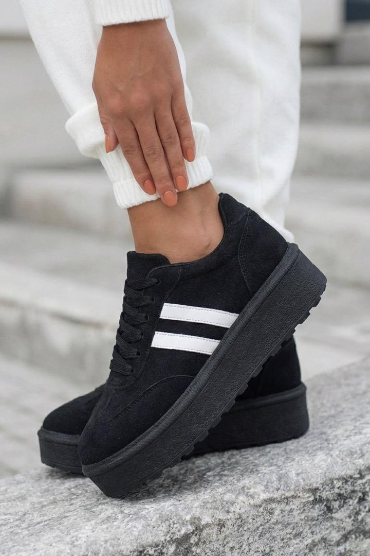 Vireo Kadın Spor Ayakkabı Siyah Süet - ILOVESHOES