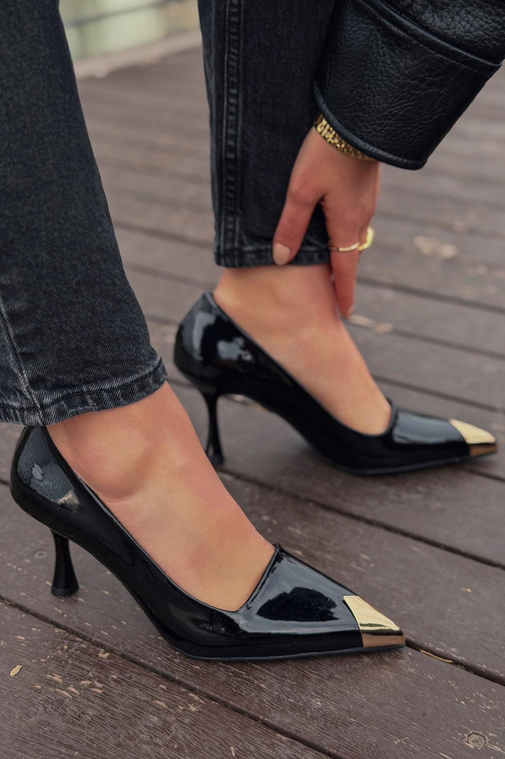 Noctra Stiletto Siyah Rugan - ILOVESHOES