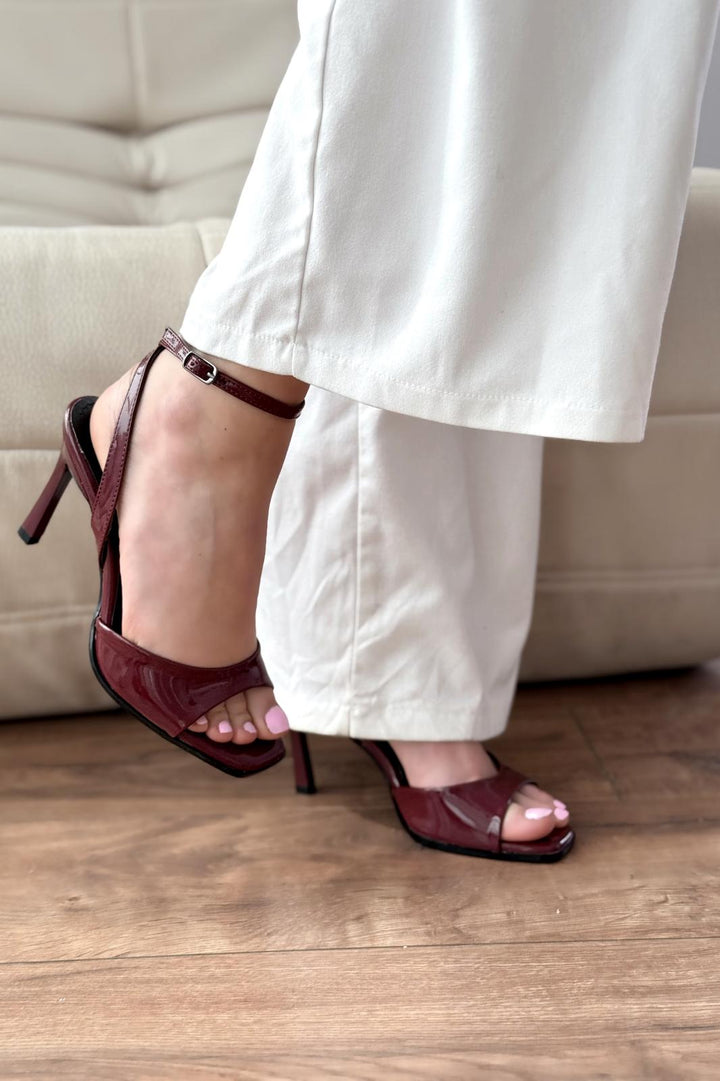 Elvona Rugan İnce Topuklu Kadın Ayakkabı Bordo - ILOVESHOES