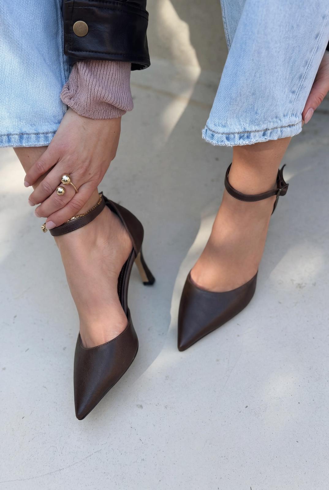 Selaris Stiletto Acıkahve Mat Deri - ILOVESHOES