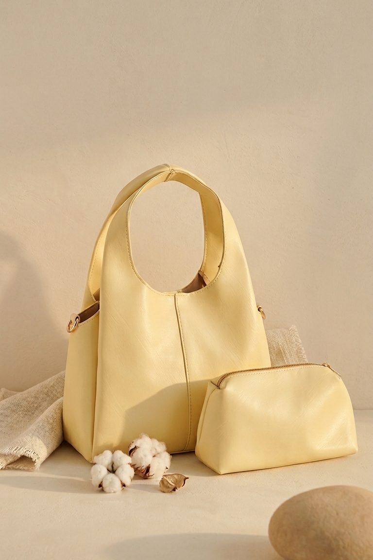 Samirel Sarı Mat Deri Kadın Omuz Çantası Yavrulu - ILOVESHOES