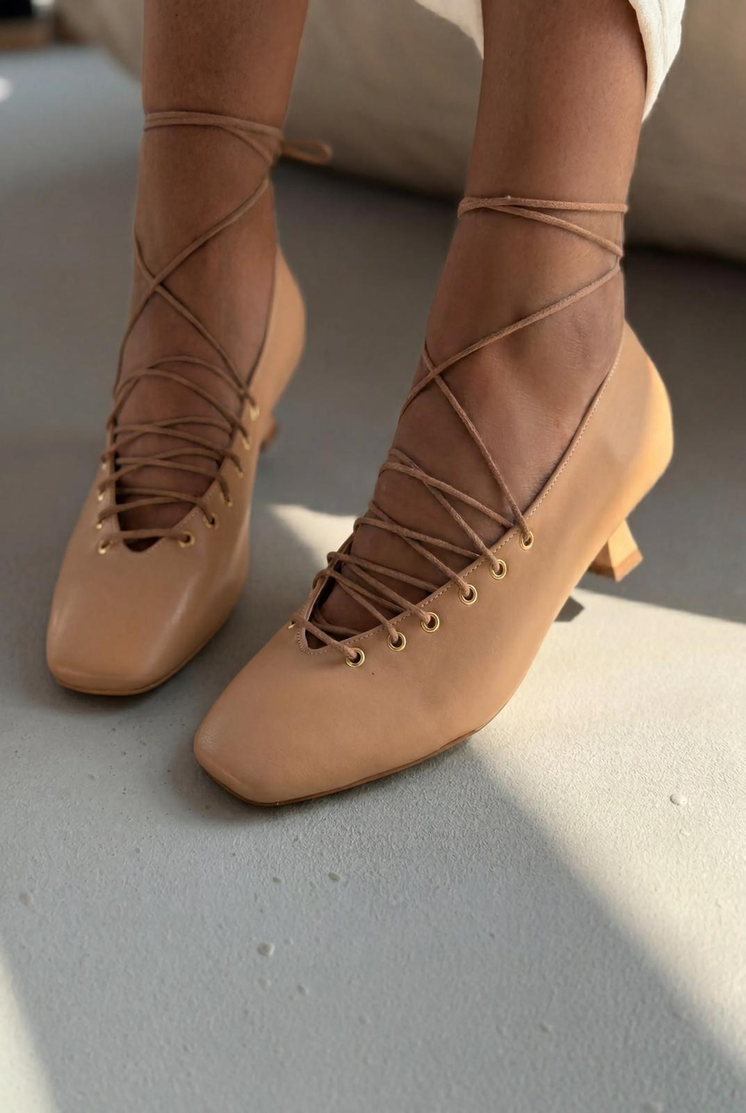 Sernis Nude Mat Deri Kadın Topuklu Ayakkabı - ILOVESHOES