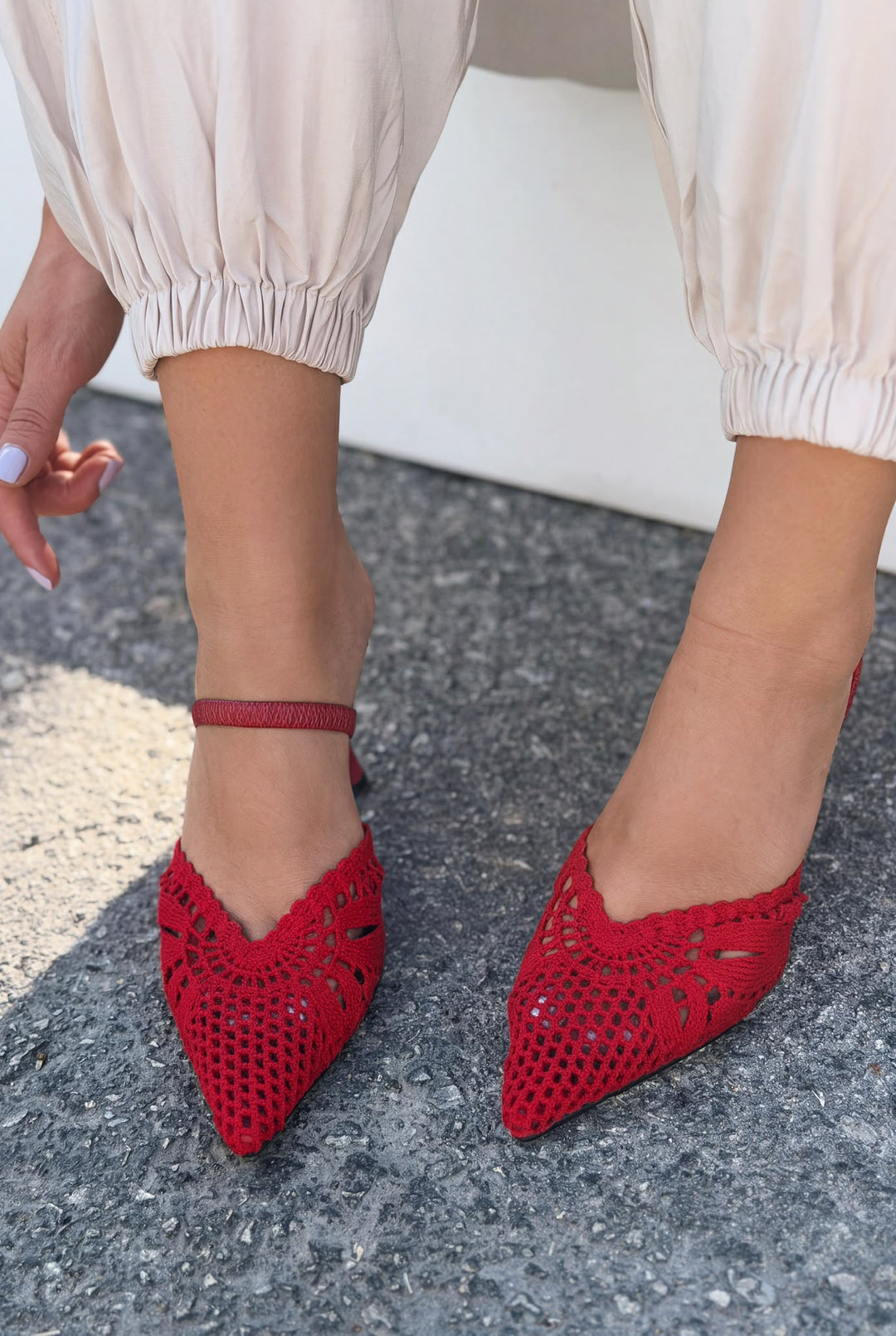 Brina Kırmızı Dantel Kadın Stiletto