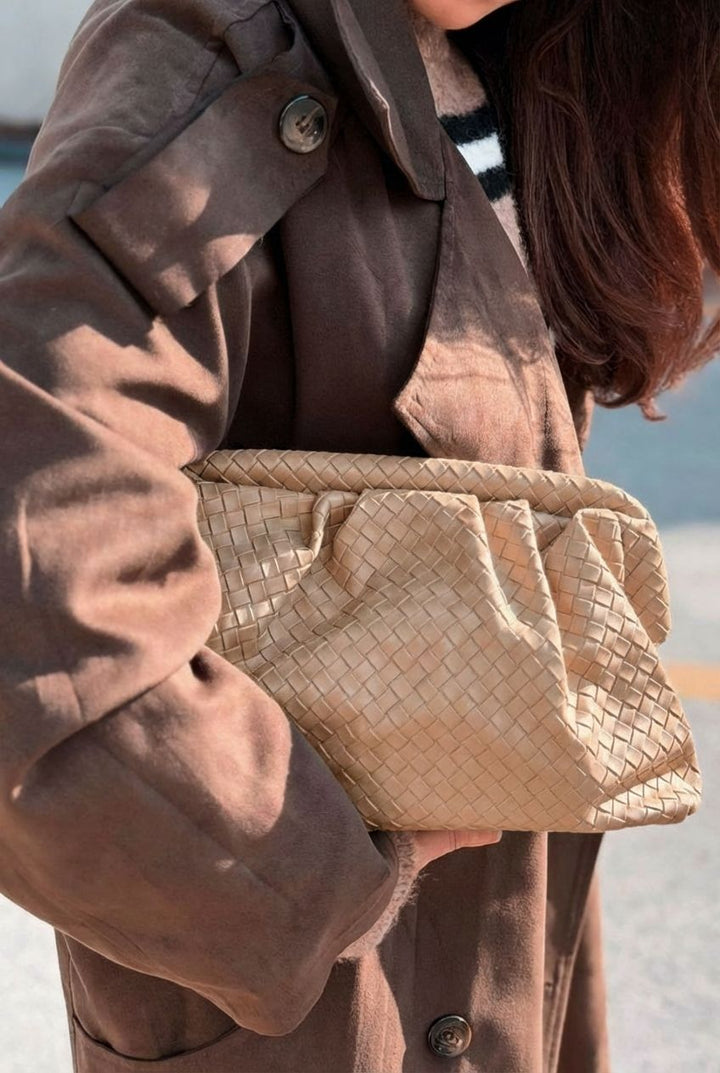 Lurine Kadın Clutch Çanta Bej Mat Deri - ILOVESHOES