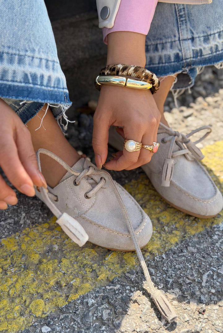 Brion Kadın Oxford Ayakkabı Bej Süet - ILOVESHOES
