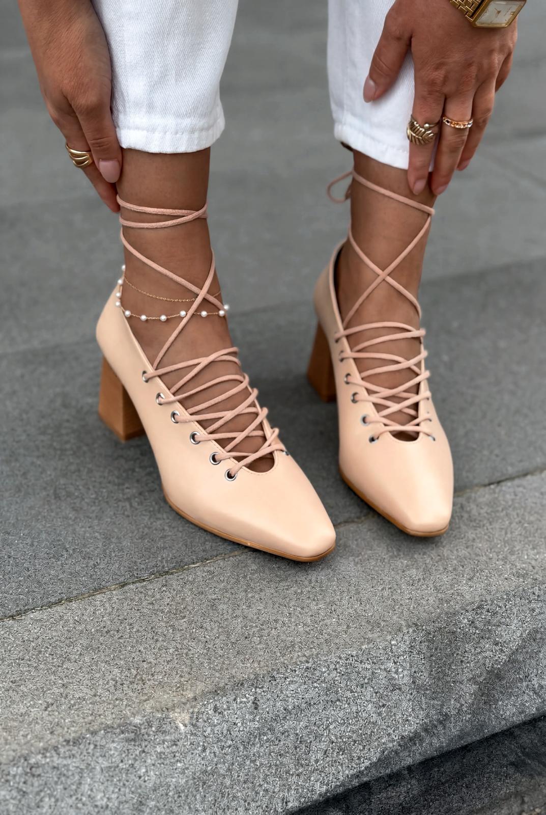 Temora Topuklu Ayakkabı Nude Mat Deri - ILOVESHOES