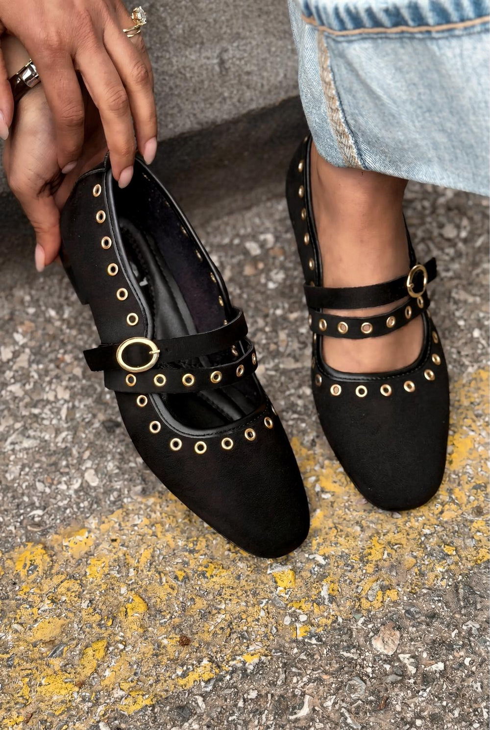 Elia Siyah Süet Kadın Babet - ILOVESHOES