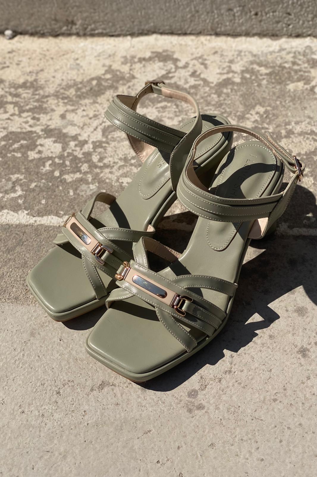 Selvira Mat Deri Su Yeşili Topuklu Ayakkabı - ILOVESHOES