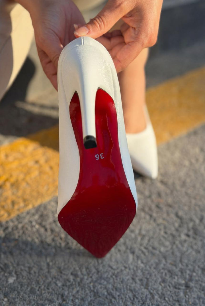 Noxi Beyaz Mat Deri Kadın Stiletto - ILOVESHOES