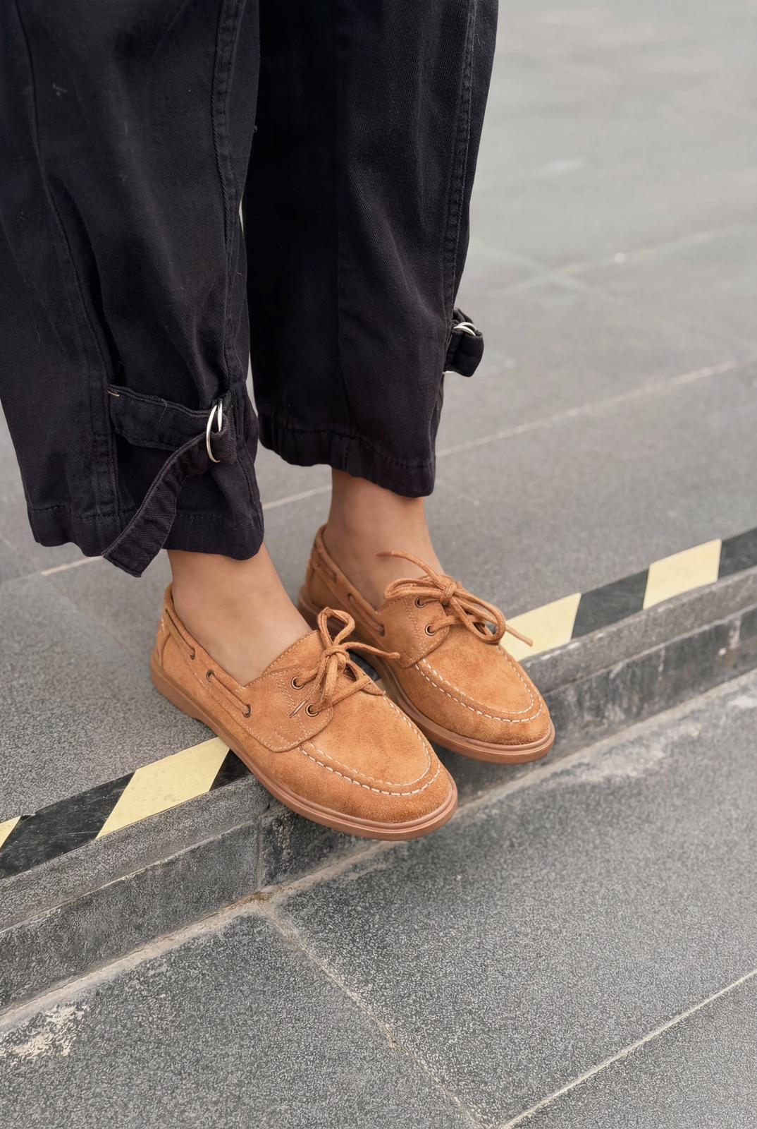 Morin Kadın Oxford Ayakkabı Taba Süet - ILOVESHOES