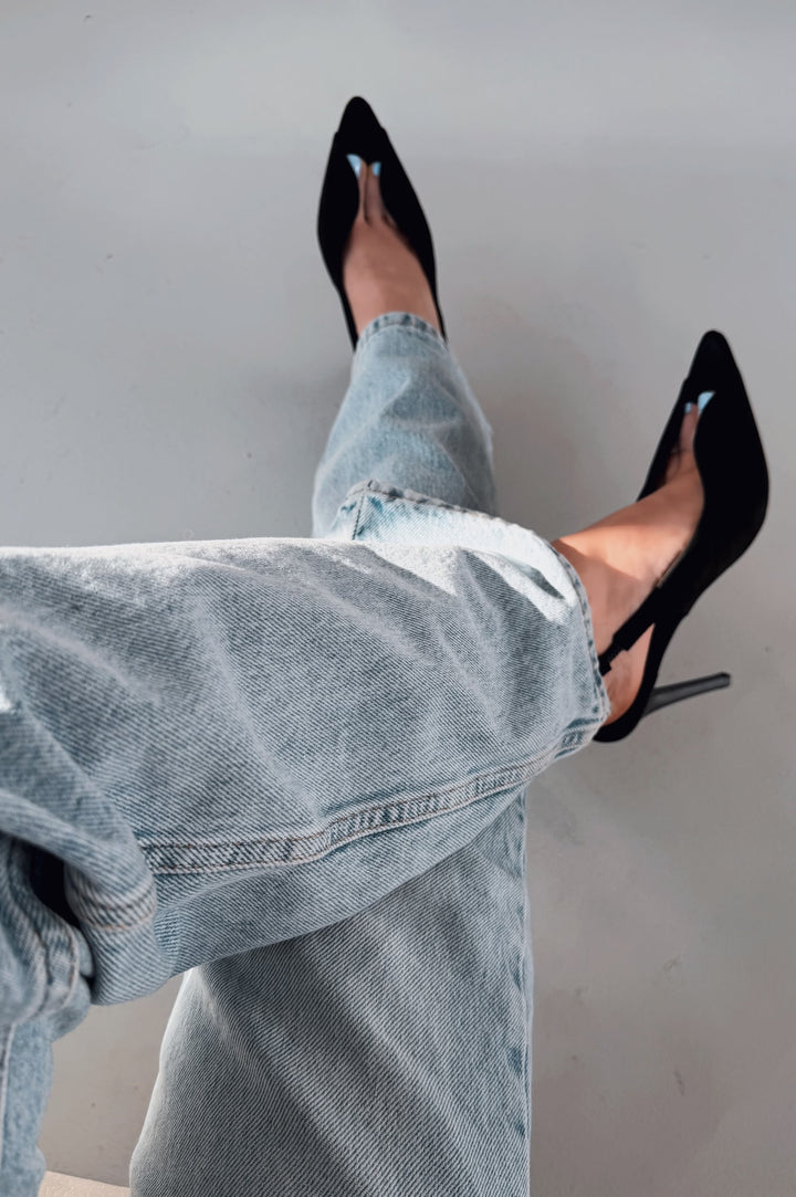 Marvello Siyah Mat Deri Kadın Topuklu Sandalet - ILOVESHOES
