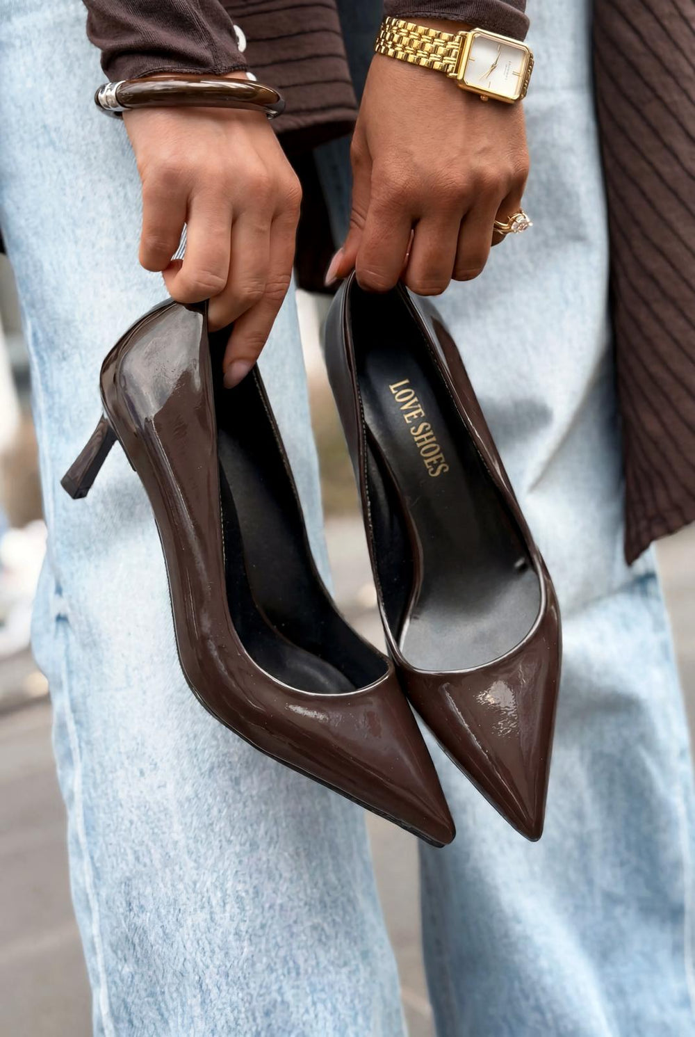 Delvion Acıkahve Rugan Kadın Stiletto - ILOVESHOES