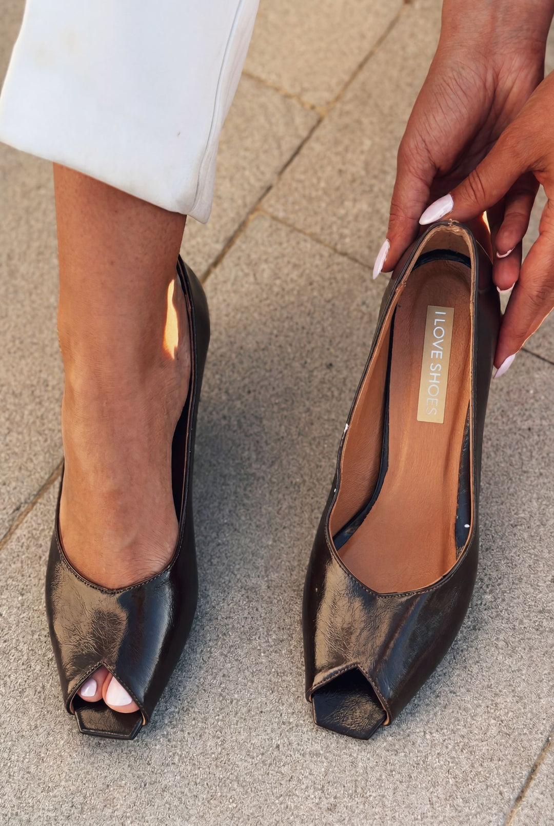 Norvion Hakiki Deri Acıkahve Kırışık Rugan Kadın Topuklu Ayakkabı - ILOVESHOES