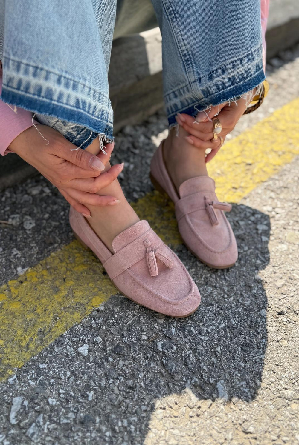 Olena Pudra Süet Kadın Loafer - ILOVESHOES
