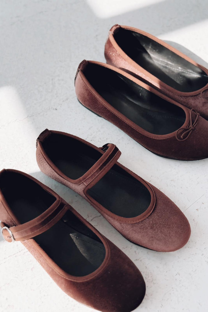 Vosinta Kadife Mary Jane Babet Acıkahve - ILOVESHOES