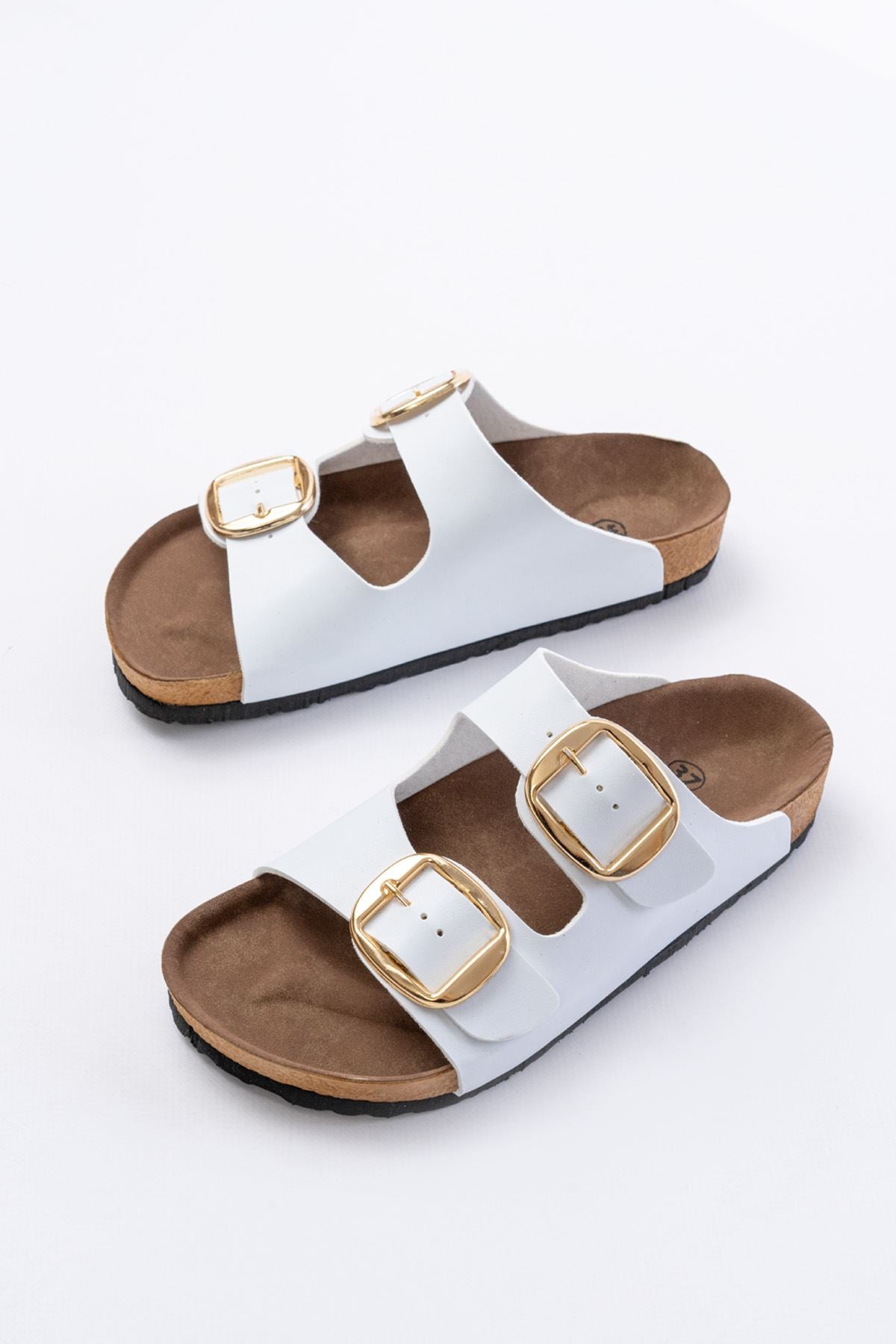 Palona Nubuk Beyaz Kadın Terlik - ILOVESHOES