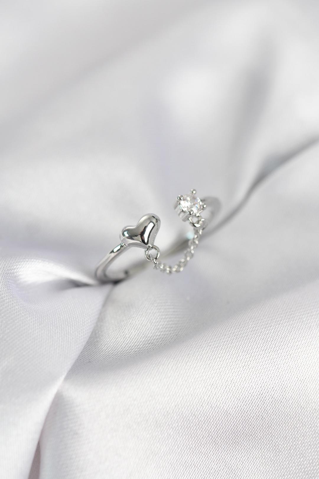 ILS - 1091 Kadın Yüzük Gümüş Pirinç Zincir Sallantılı - ILOVESHOES