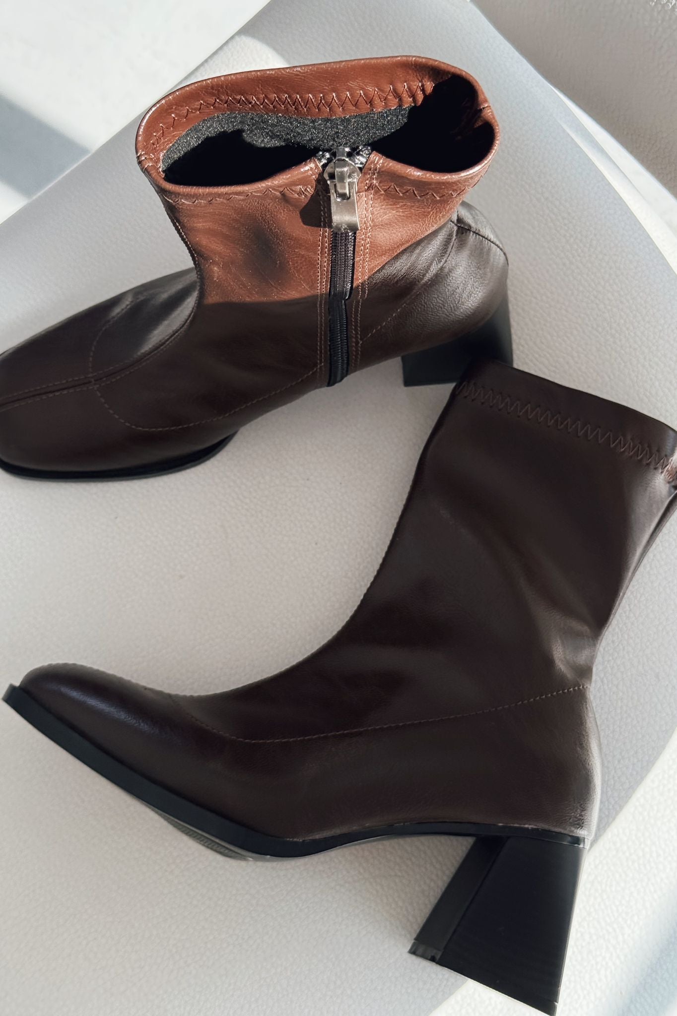 Relino Kadın Topuklu Steç Bot Acıkahve Mat Deri - ILOVESHOES