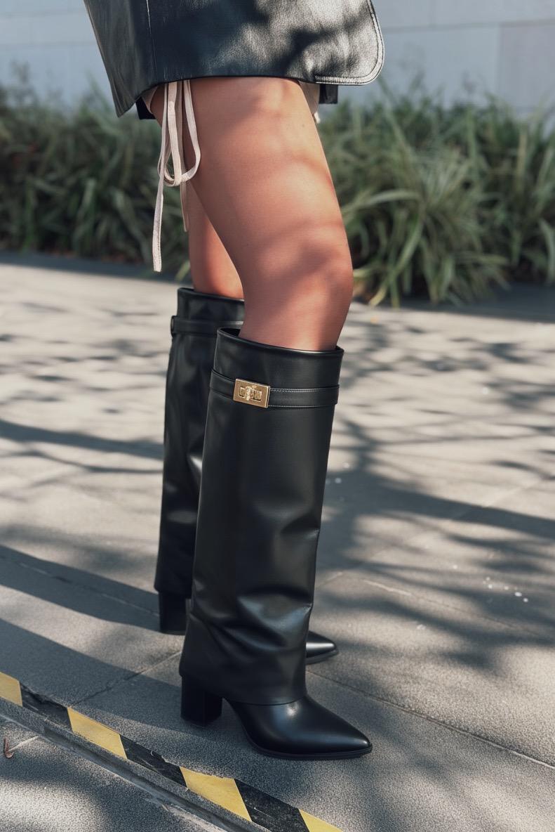 Savira Kadın Çizme Siyah Mat Deri - ILOVESHOES