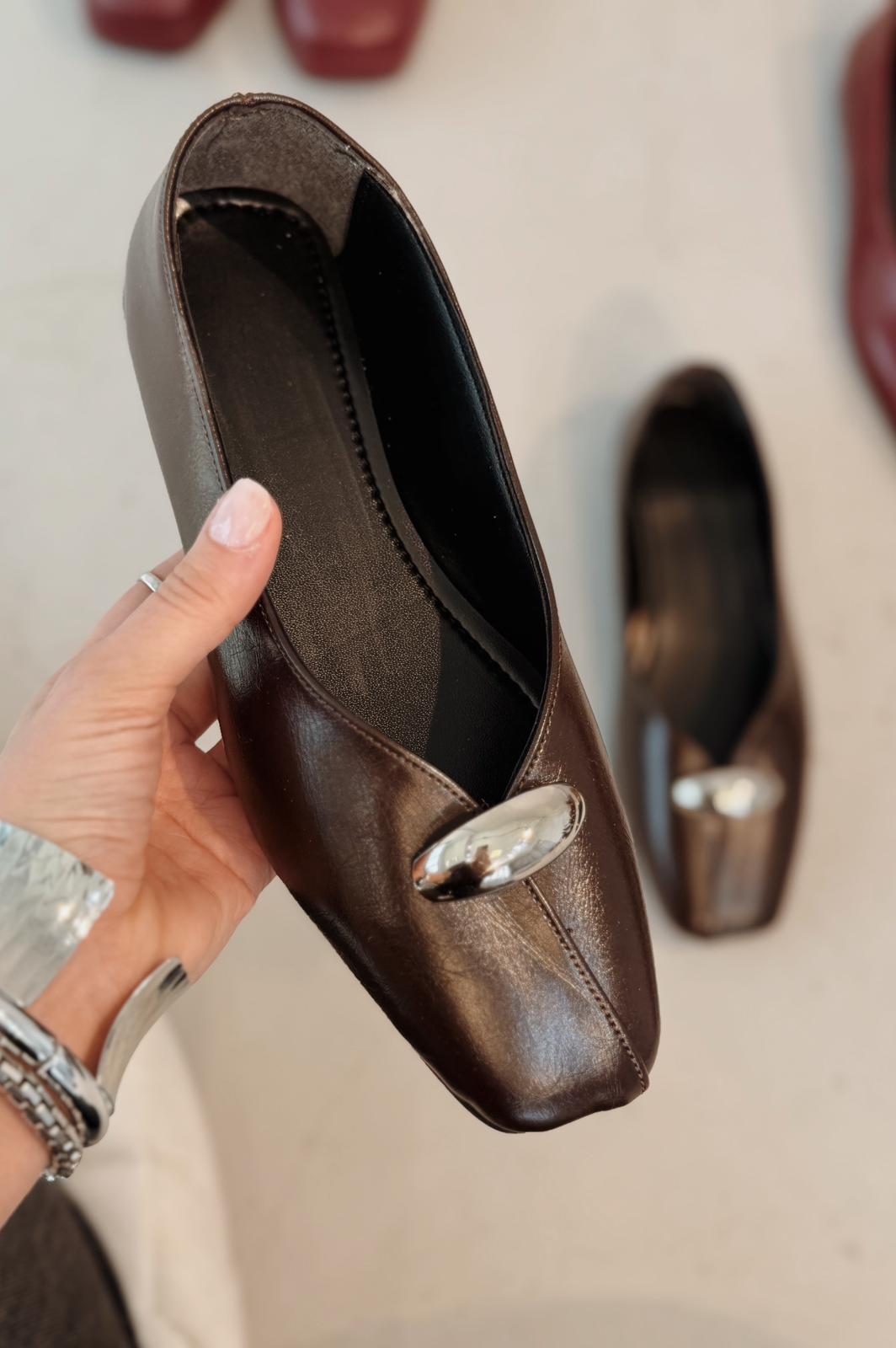 Tormel Kadın Babet Acıkahve Mat Deri - ILOVESHOES