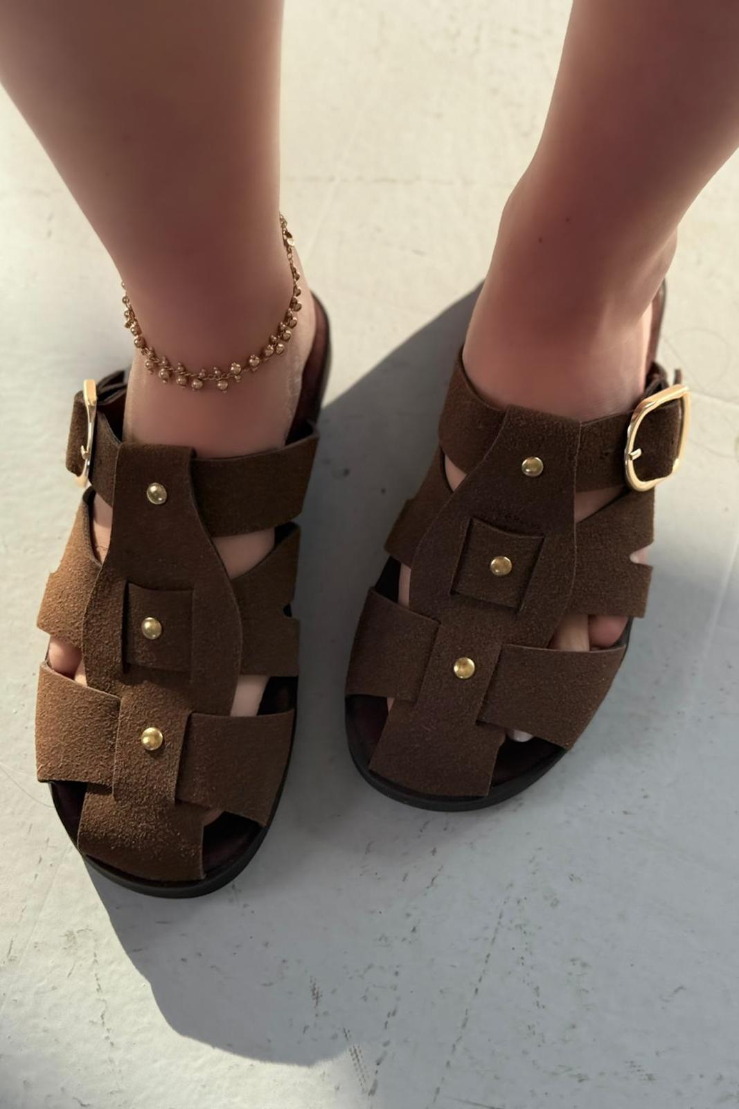 Tayra Süet Acıkahve Düz Kadın Terlik - ILOVESHOES