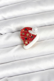 ILS - 1072 Kadın Broş Noel Şapkası - ILOVESHOES