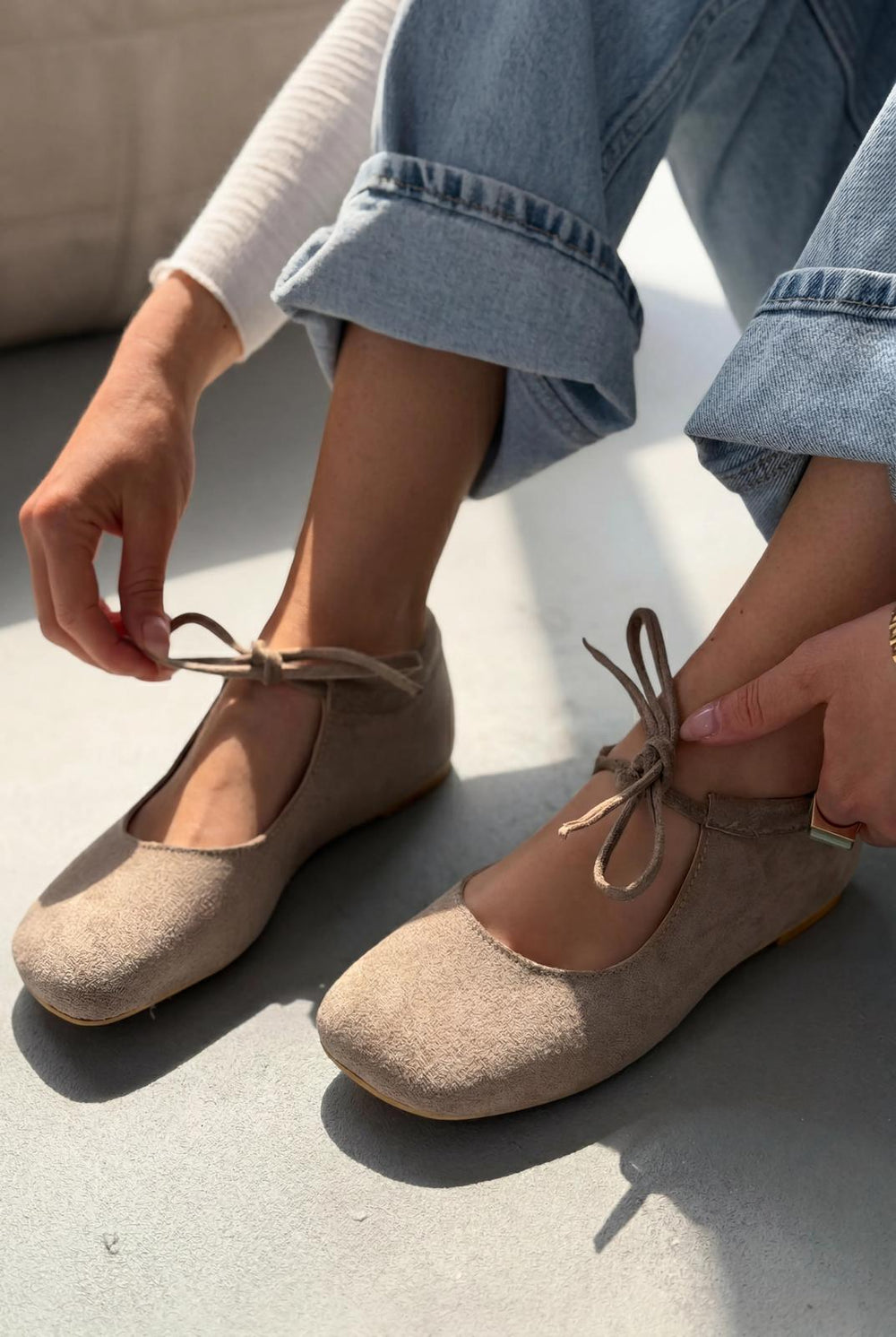 Belith Bej Süet Kadın Babet - ILOVESHOES