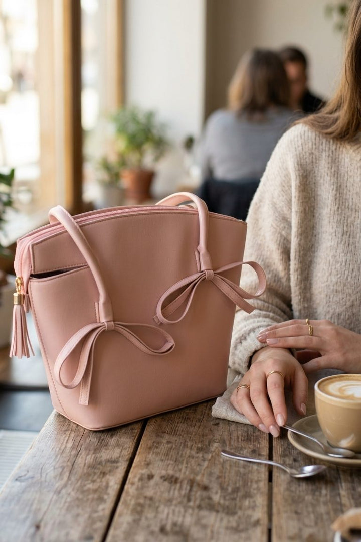 Velsa Pembe Mat Deri Kadın Kol Çantası