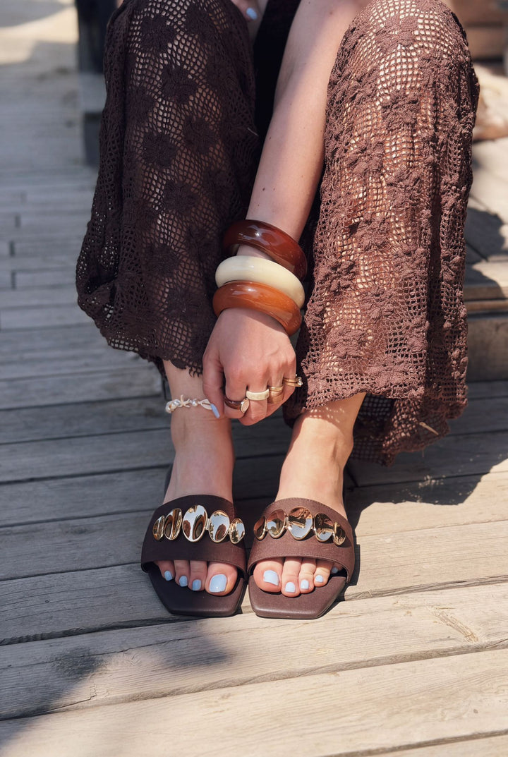 Zenvia Acı Kahve Saten Kadın Terlik - ILOVESHOES