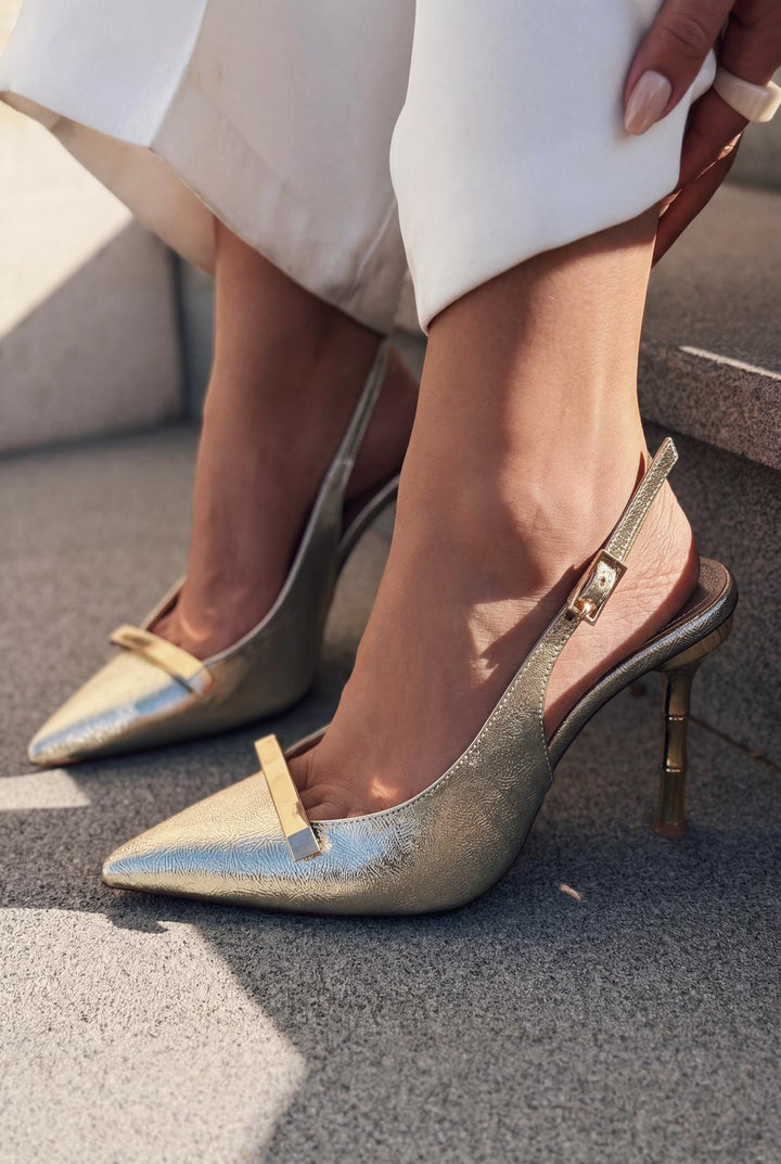 Norloven Gold Parlak Deri Kadın Stiletto - ILOVESHOES
