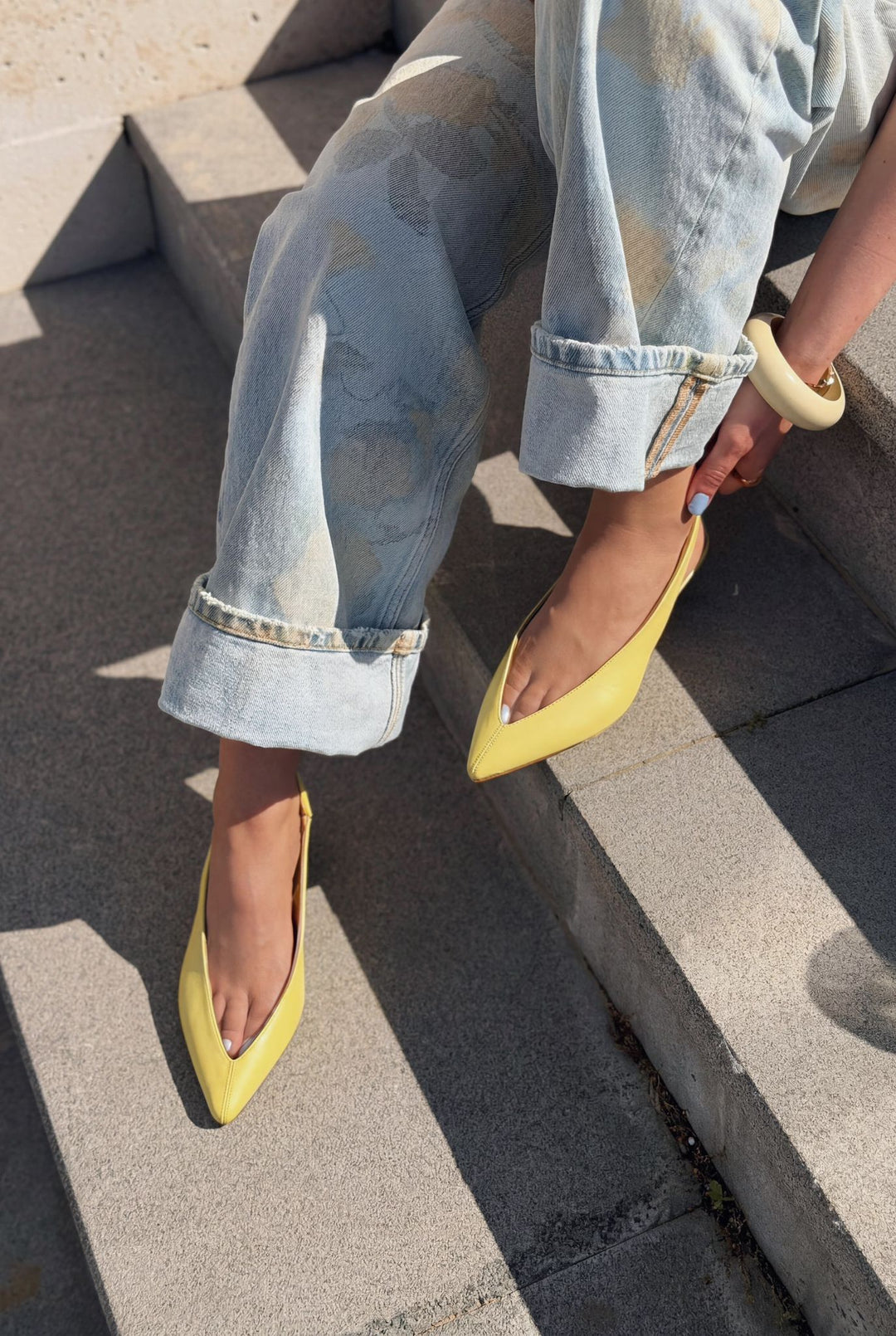Casira Sarı Mat Deri Kadın Stiletto