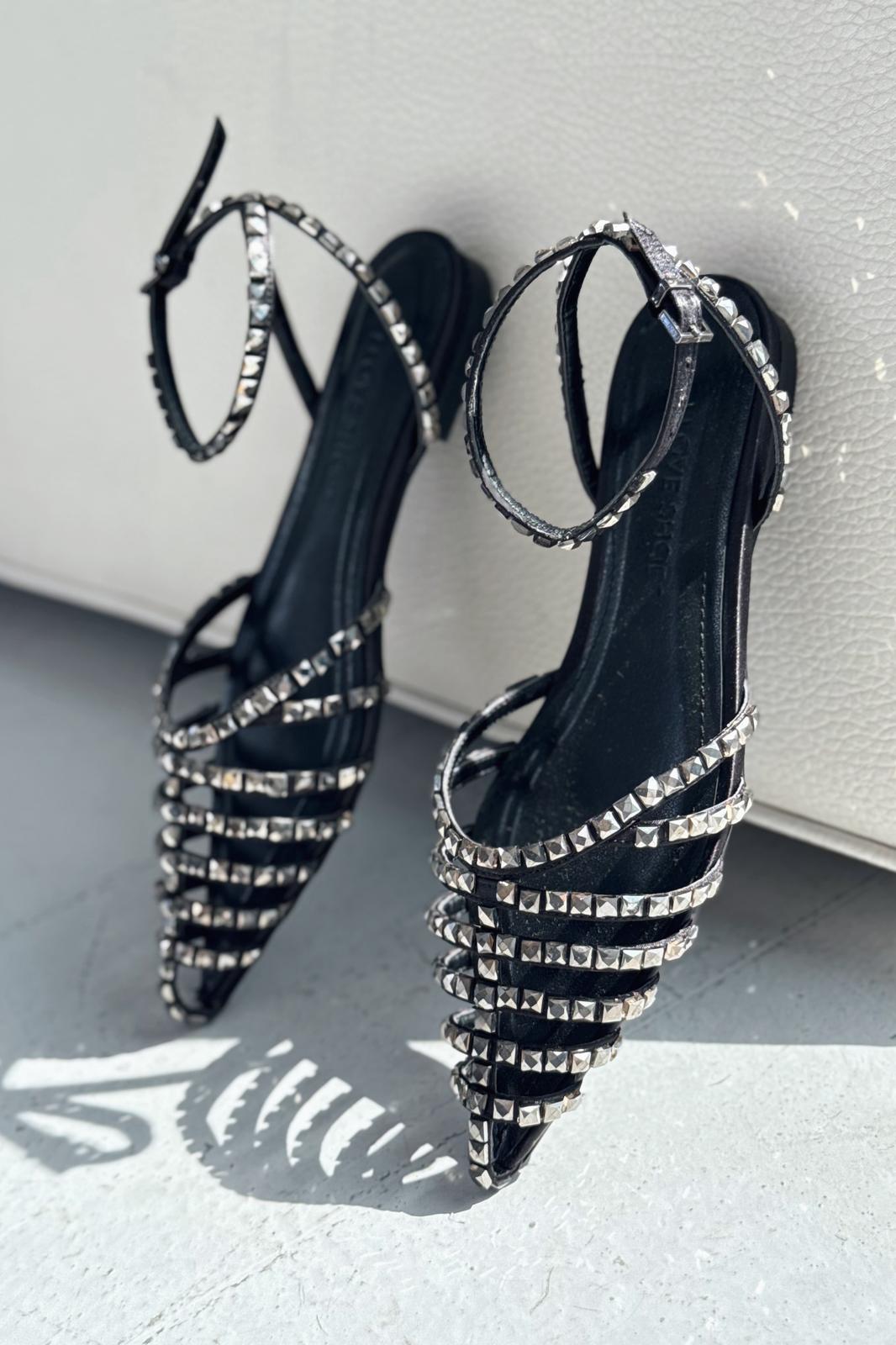 Xomira Siyah Bant Detaylı Kadın Babet - ILOVESHOES
