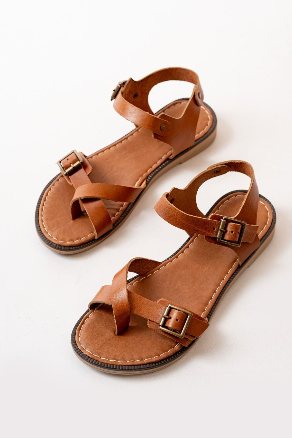 Passilya Hakiki Deri Taba Kadın Sandalet - ILOVESHOES