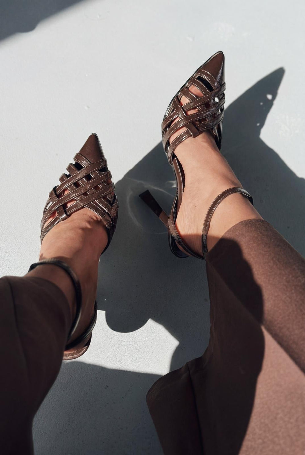 Luvien Acıkahve Mat Deri Kadın Stiletto - ILOVESHOES