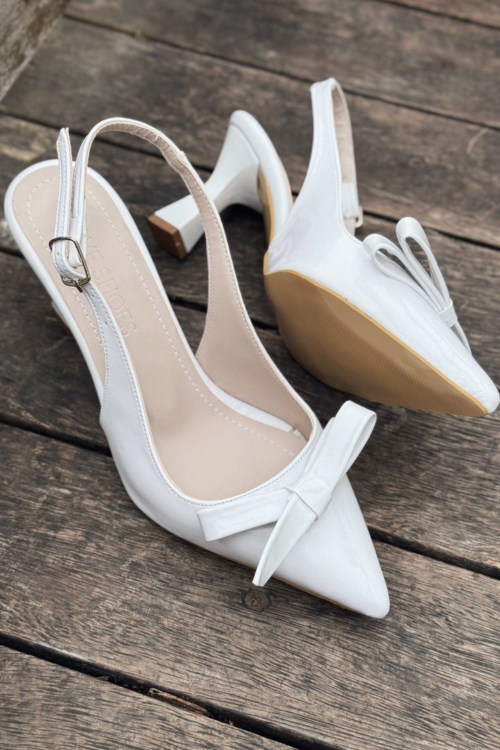 Levista Rugan Beyaz Fiyonk Detaylı Stiletto - ILOVESHOES Türkiye