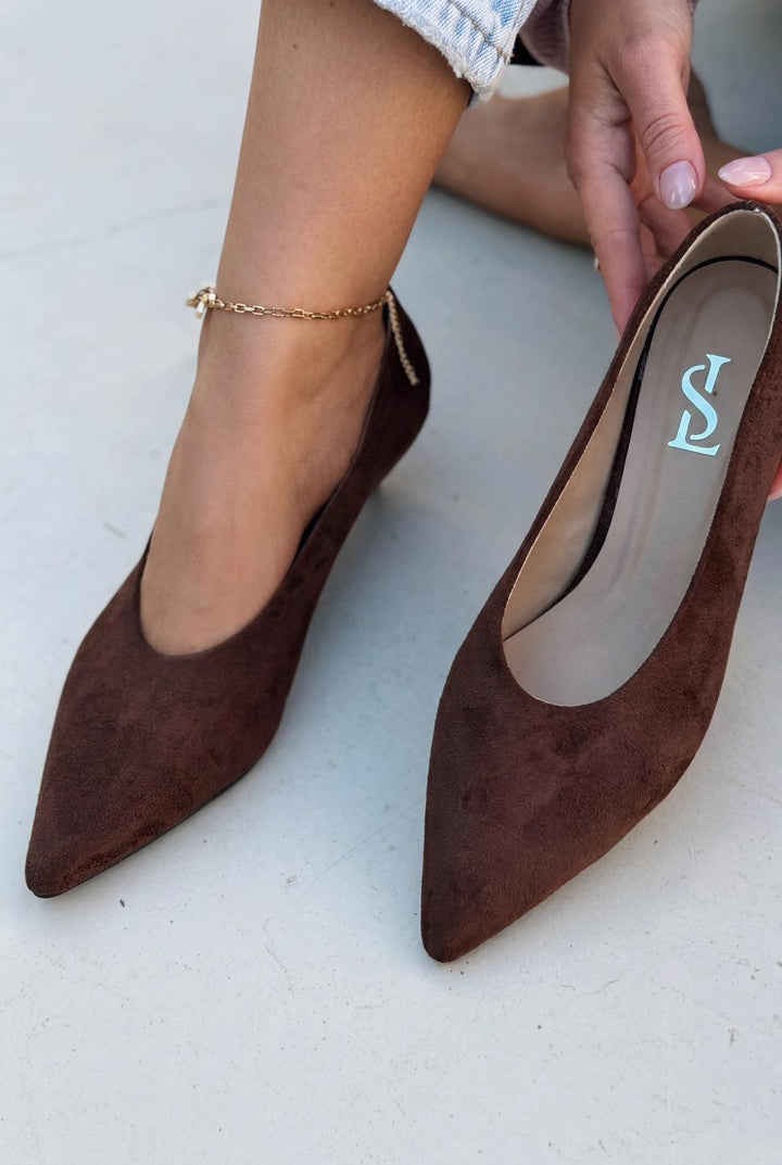 Seranis Stiletto Acıkahve Süet - ILOVESHOES