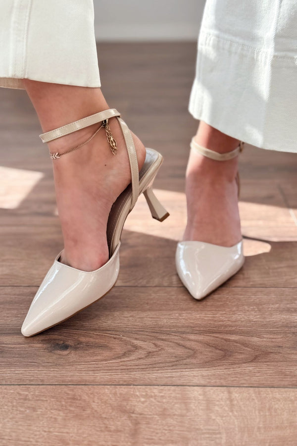 Rivara Bej Rugan Günlük 7 cm Topuklu Kadın Ayakkabı - ILOVESHOES Türkiye