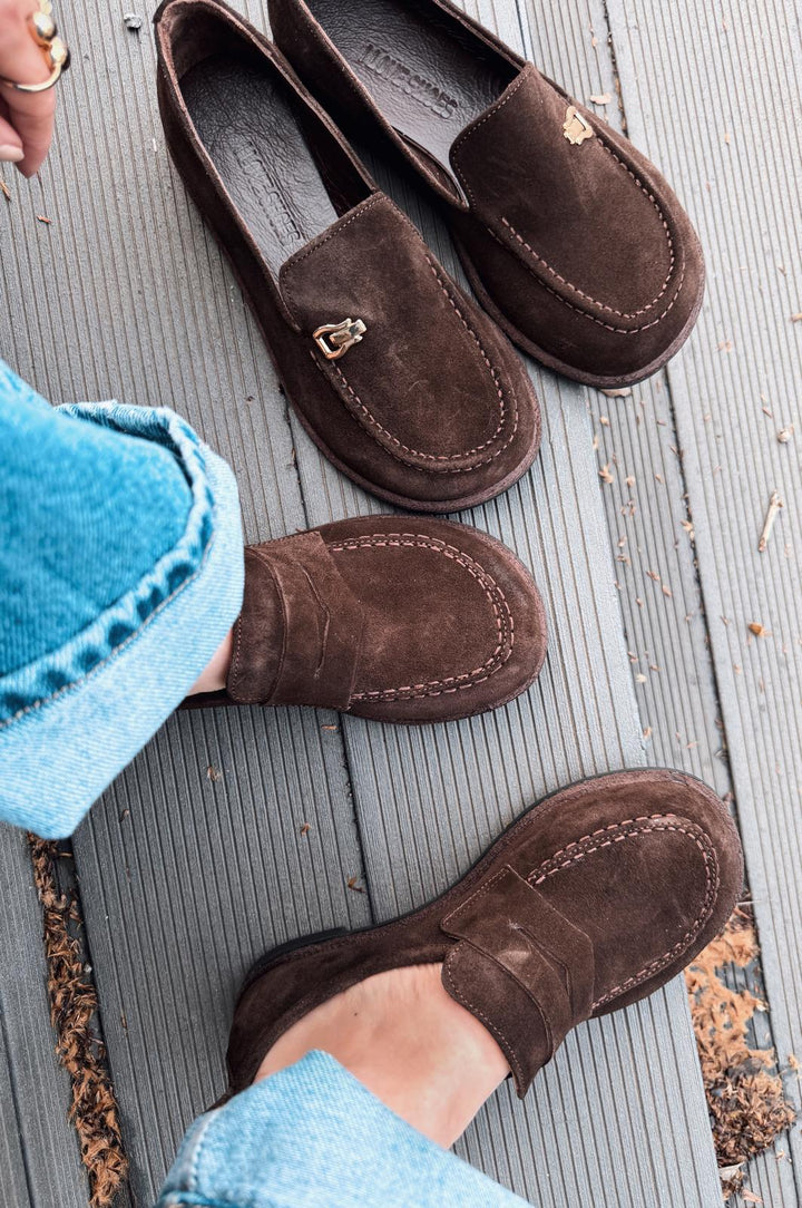 Marion Kadın Loafer Acıkahve Hakiki Süet - ILOVESHOES