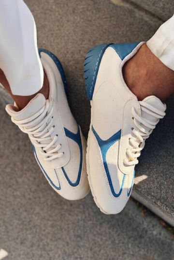 Rosven Mavi Mat Deri Kadın Spor Ayakkabı - ILOVESHOES