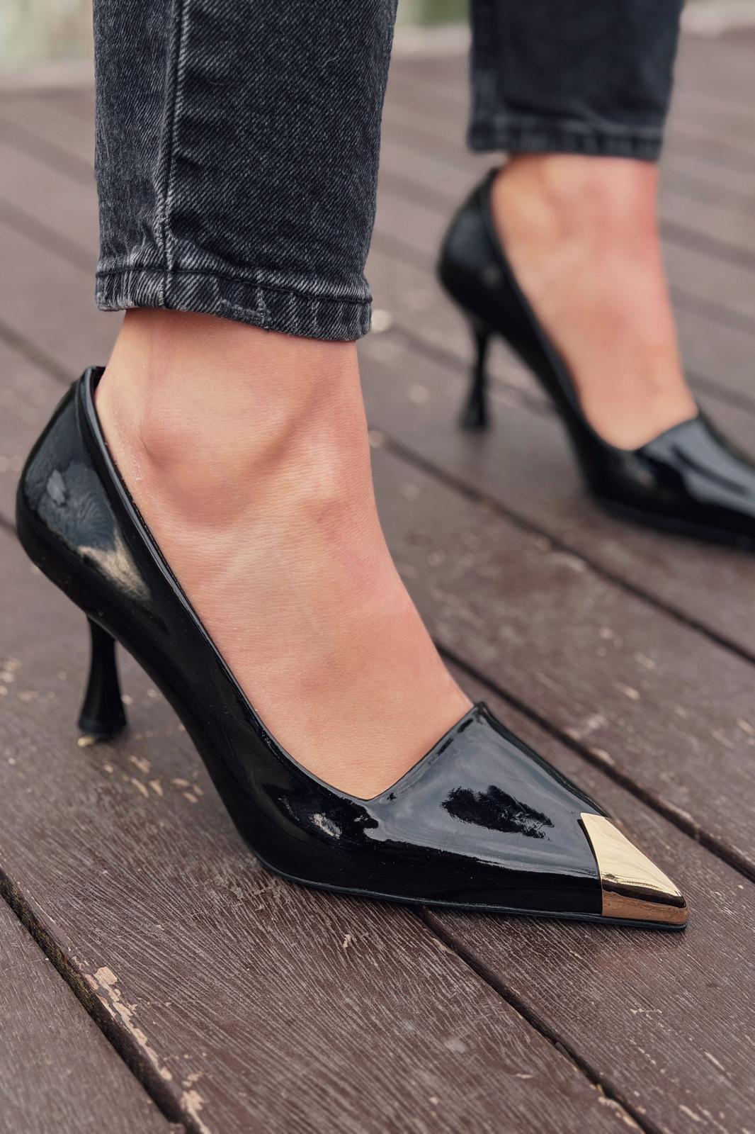 Noctra Stiletto Siyah Rugan - ILOVESHOES